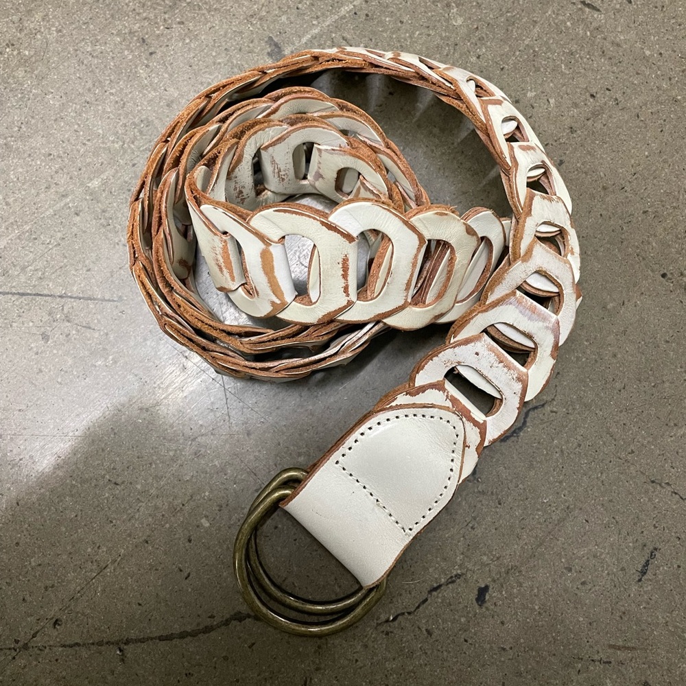 EXPRESS white real leather belt chain